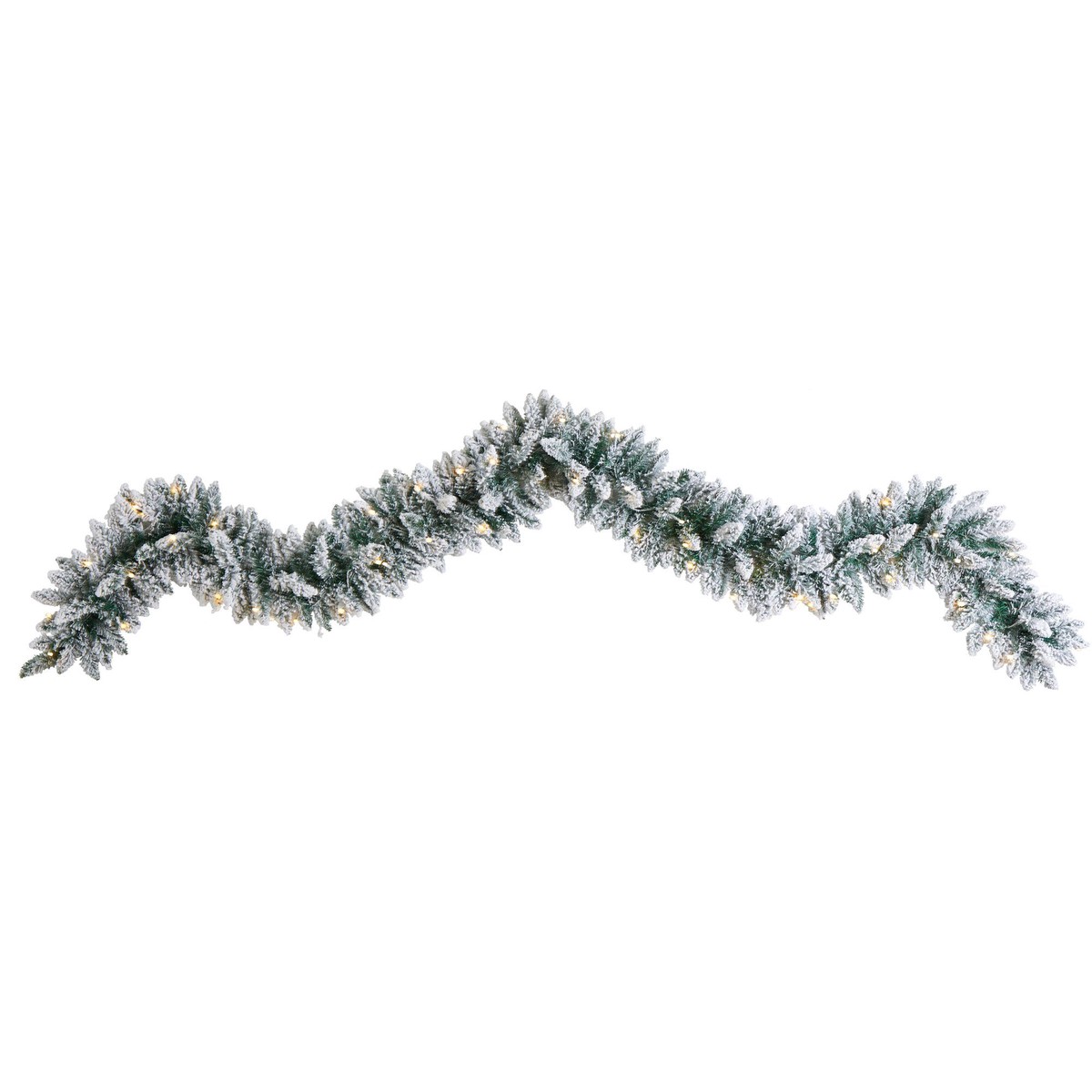 9 Flocked Artificial Christmas Garland with 50 Warm White LED Lights
