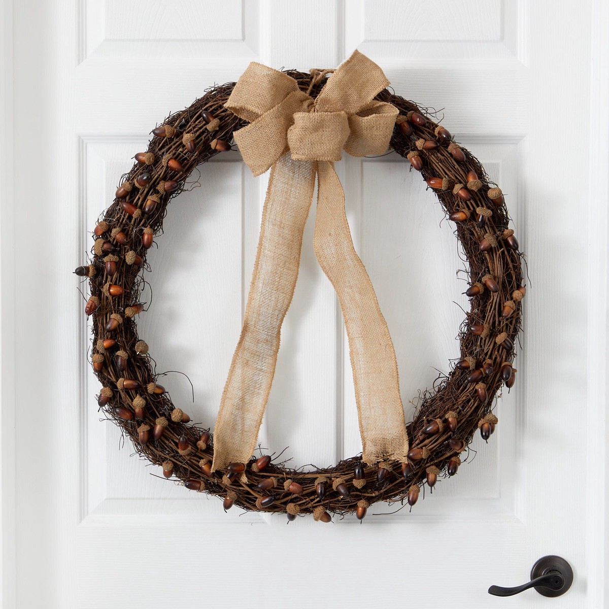 30 Fall Acorn and Decorative Bow Autumn Wreath