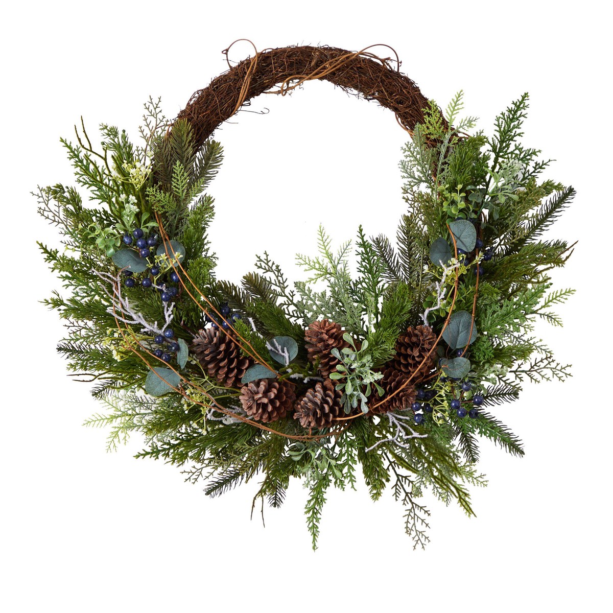 30 Pine and Pinecone Artificial Christmas Wreath on Twig Ring