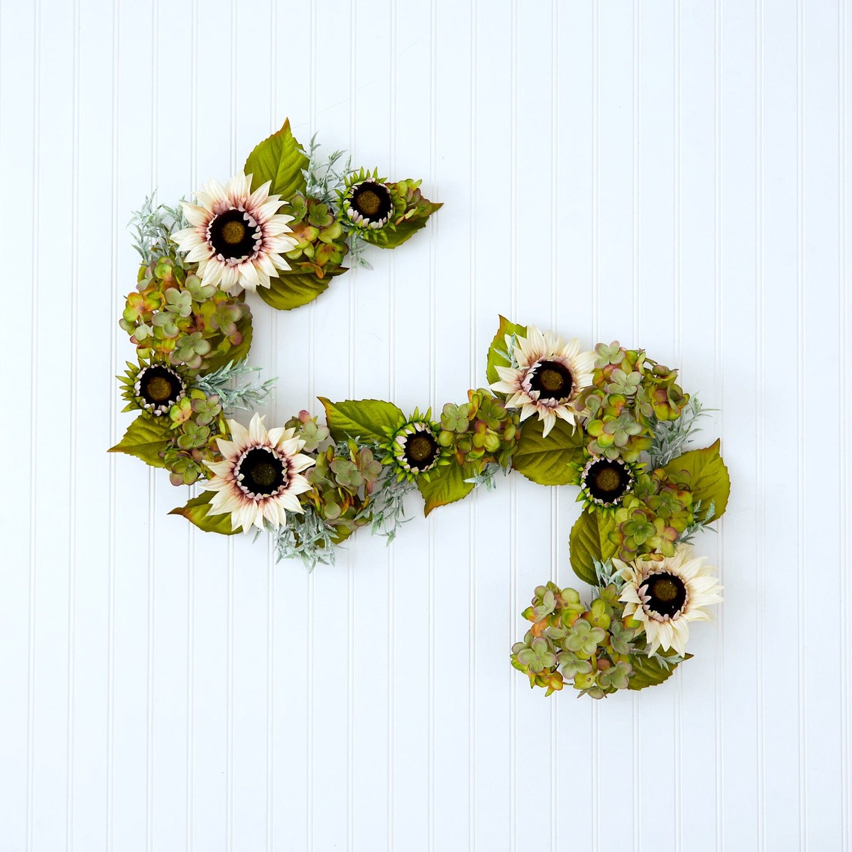 5 White Sunflower and Hydrangea Artificial Garland