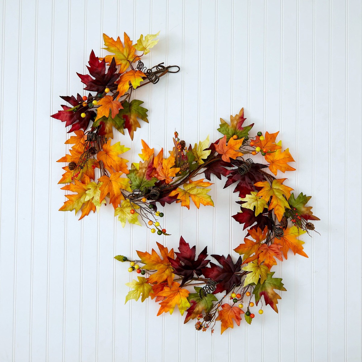 6 Autumn Maple Leaf and Berry Fall Garland