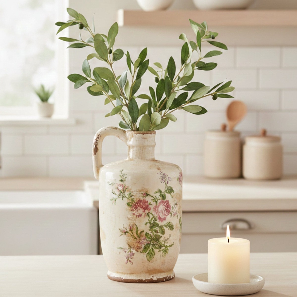 10 Tuscan Ceramic Floral Print Pitcher