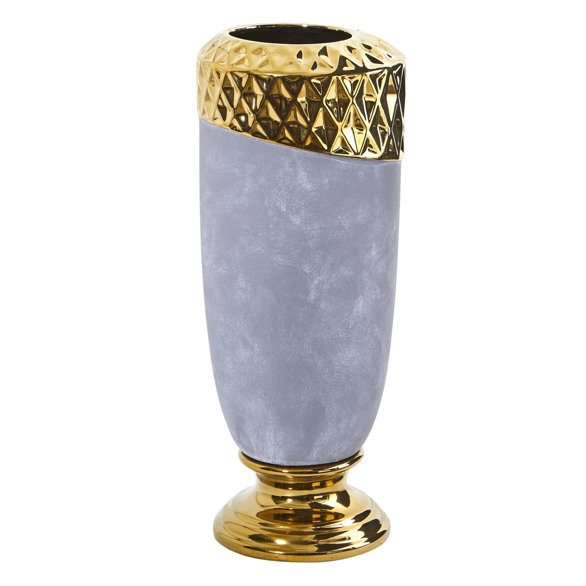 11.5 Regal Stone Vase with Gold Accents