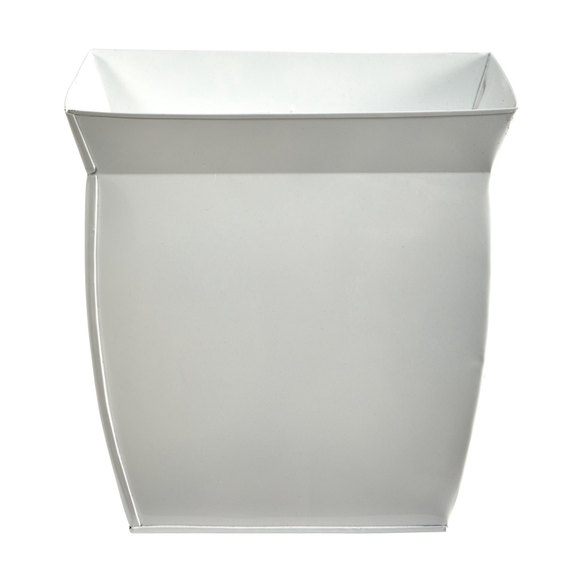 11.75 Fluted Metal Square Planter – White
