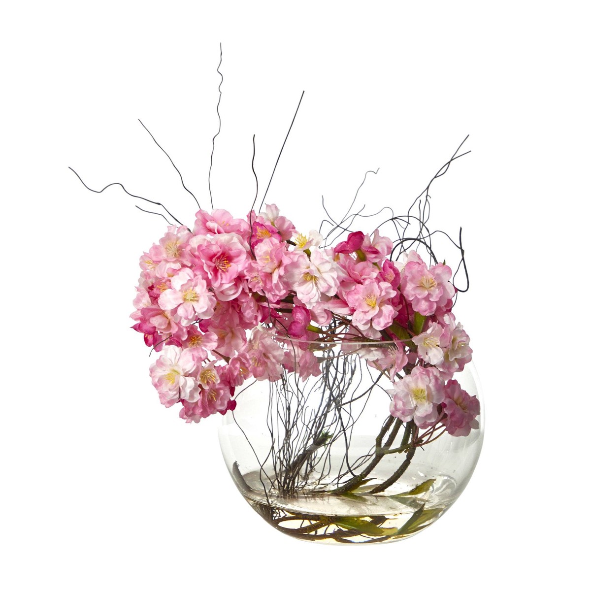 10 Cherry Blossom Artificial Arrangement in Glass Vase