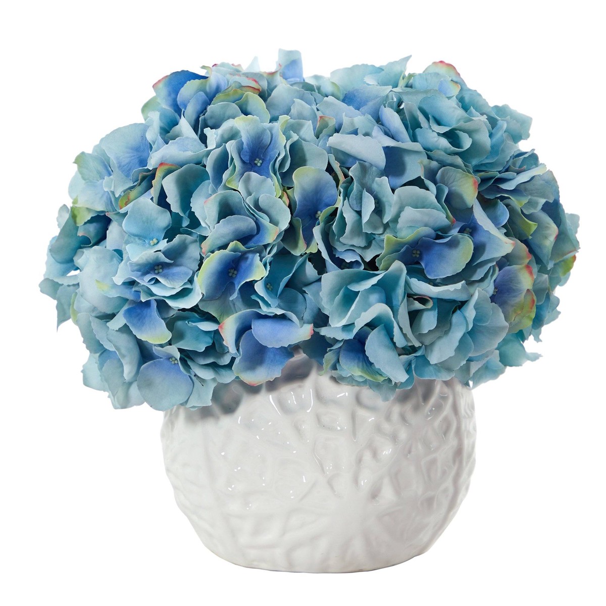 11 Hydrangea Artificial Arrangement in White Vase