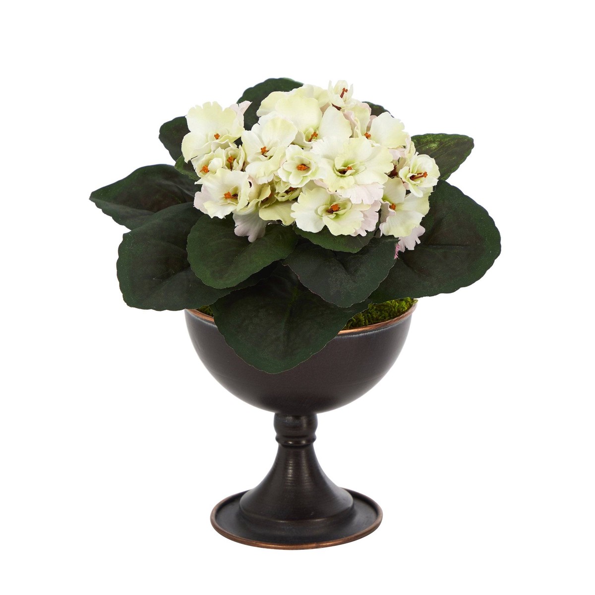 11 African Violet Artificial Plant in Metal Chalice