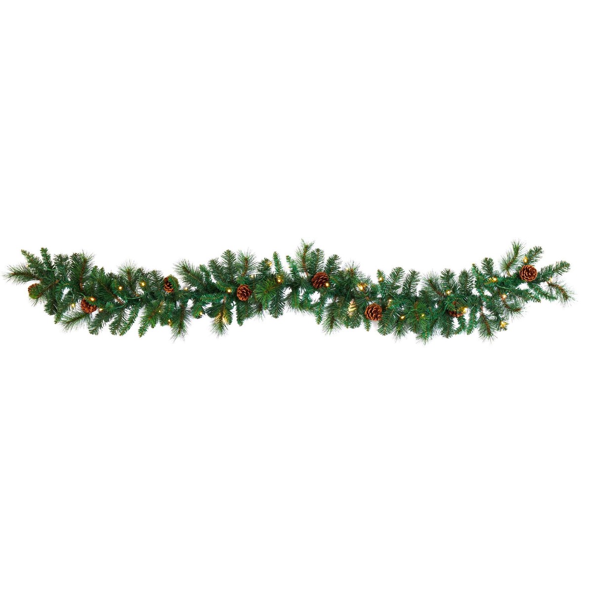 6 Mixed Pine and Pinecone Artificial Garland (trimmed) 35 Clear LED Lights