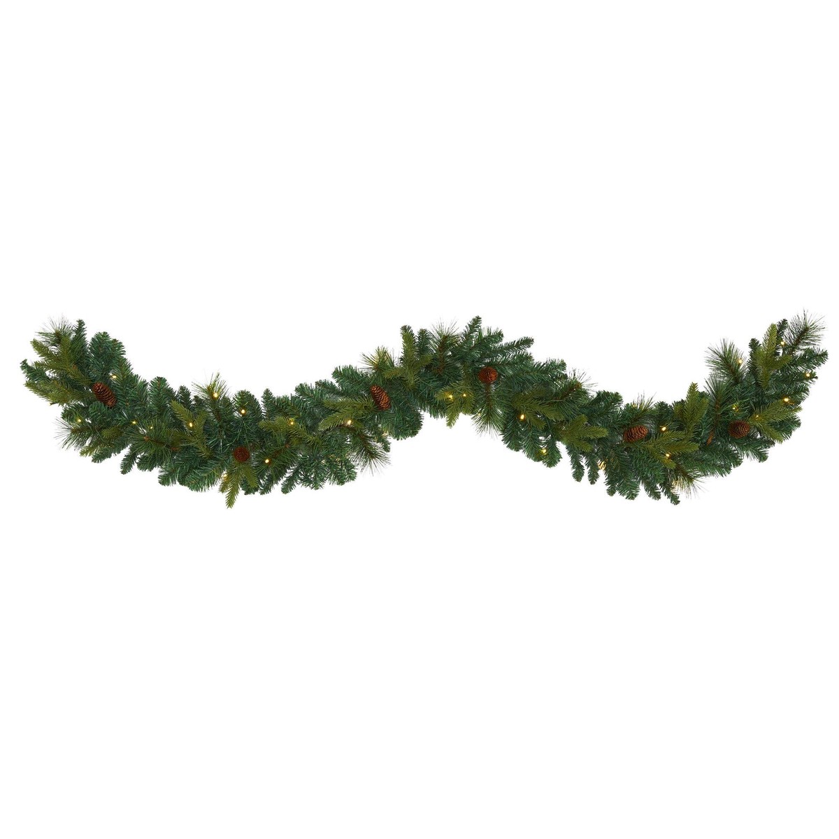 6 Mixed Pine and Pinecone Artificial Garland with 35 Clear LED Lights