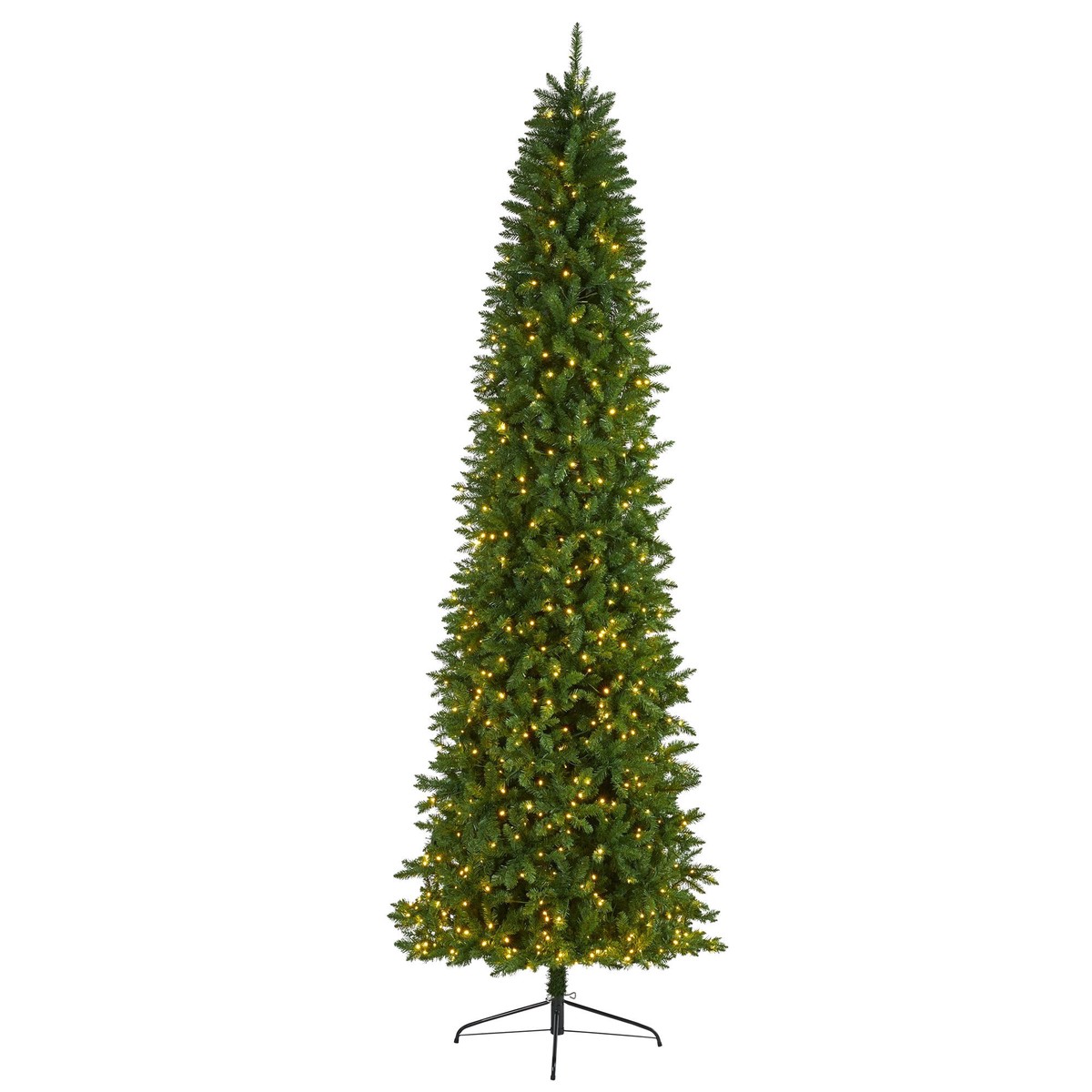 10 Slim Green Mountain Pine Artificial Christmas Tree with 800 Clear LED Lights