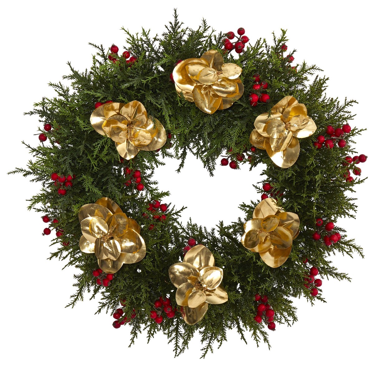 20 Cedar Berry and Metallic Eucalyptus Artificial Wreath