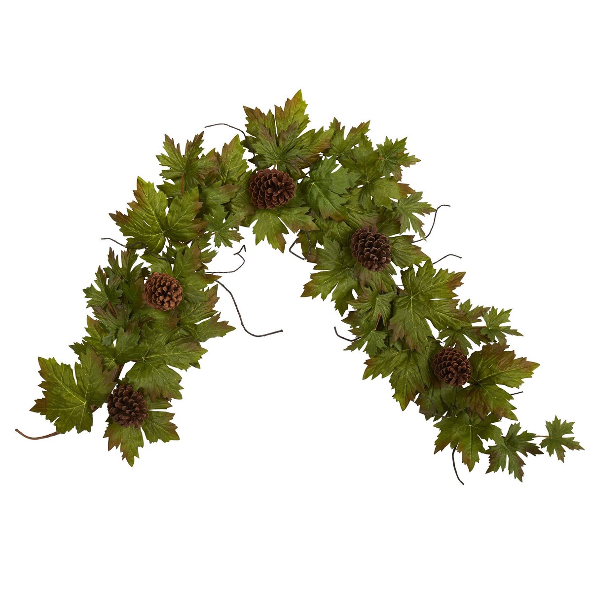 5′ Fall Maple Leaf with Pine Cones Artificial Garland