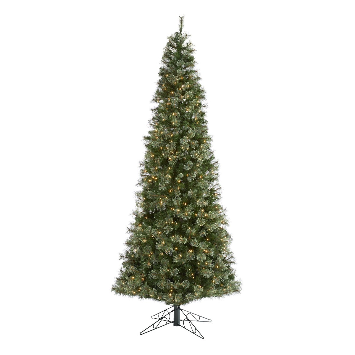 10′ Cashmere Slim Artificial Christmas Tree with 750 Warm White Lights and 1908 Bendable Branches