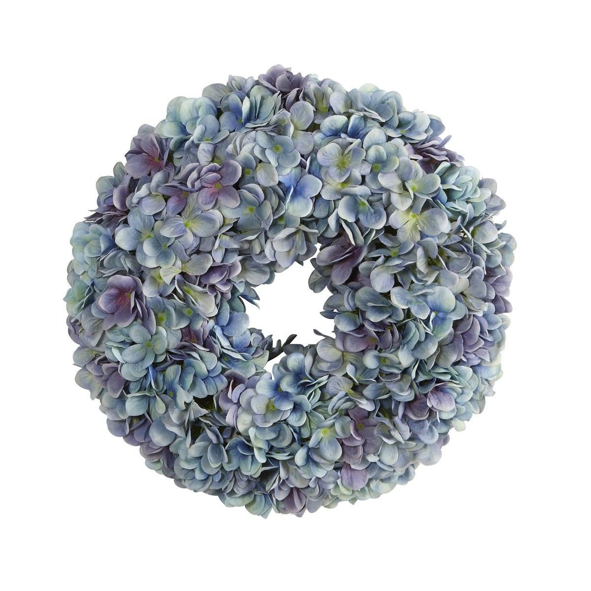 16 Hydrangea Artificial Wreath Ocean Blue