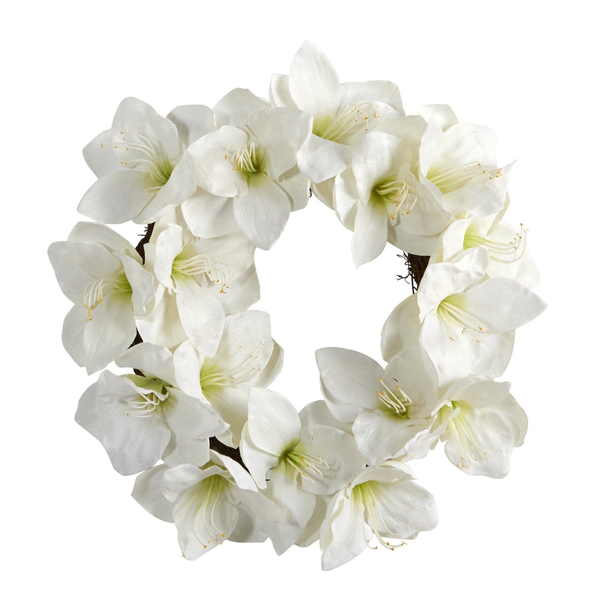 18 White Amaryllis Artificial Wreath