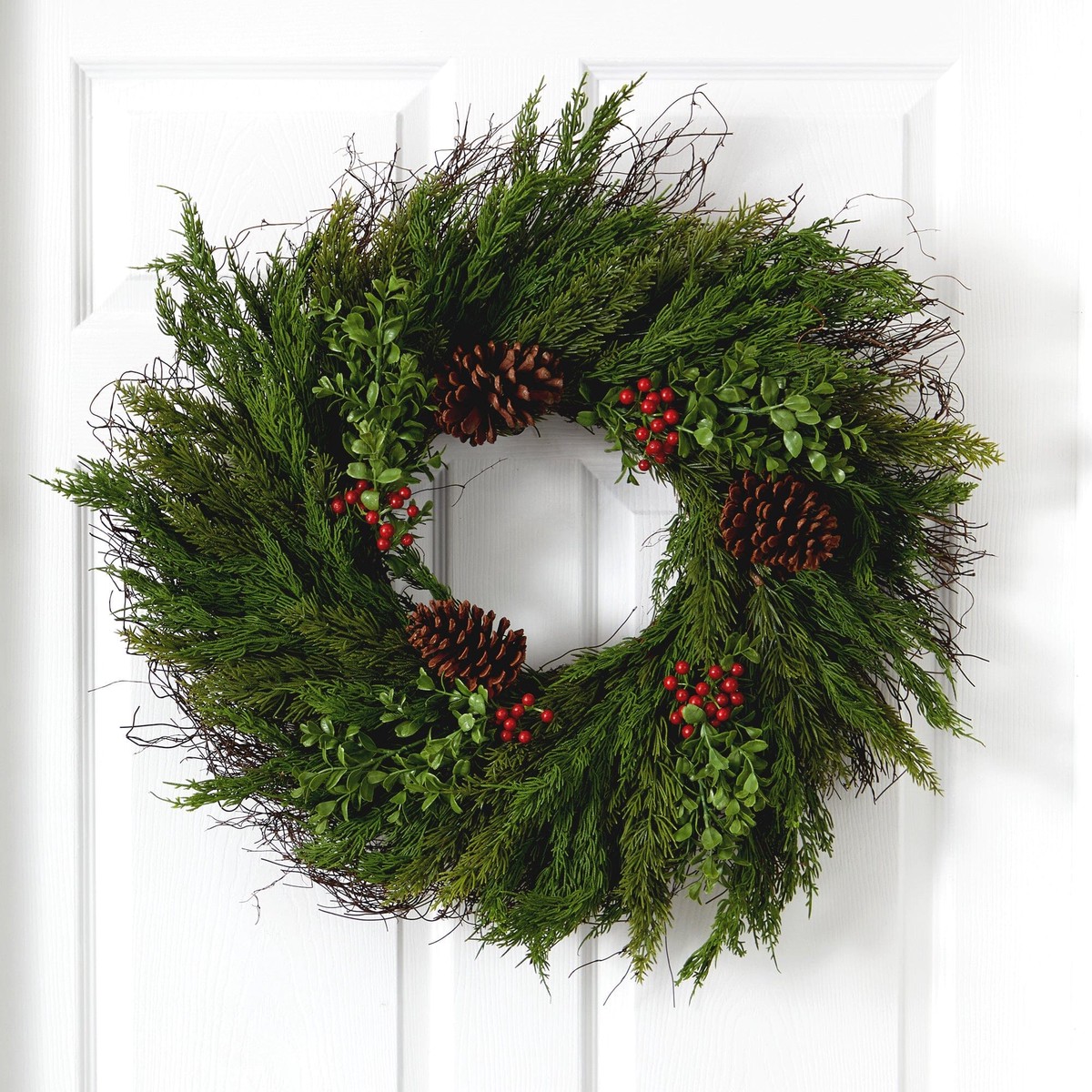 26” Cypress with Berries and Pine Cones Artificial Wreath