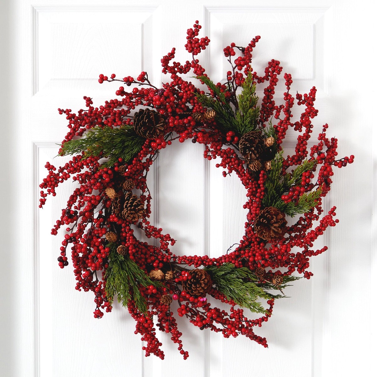 28 Cypress Artificial Wreath with Berries and Pine Cones