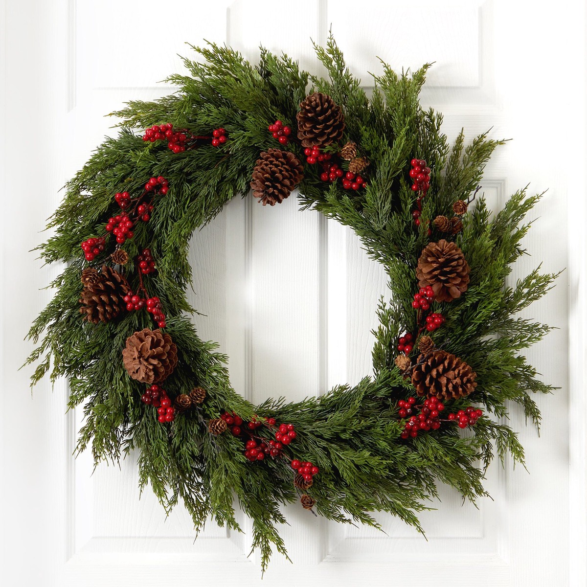 32” Cypress with Berries and Pine Cones Artificial Wreath