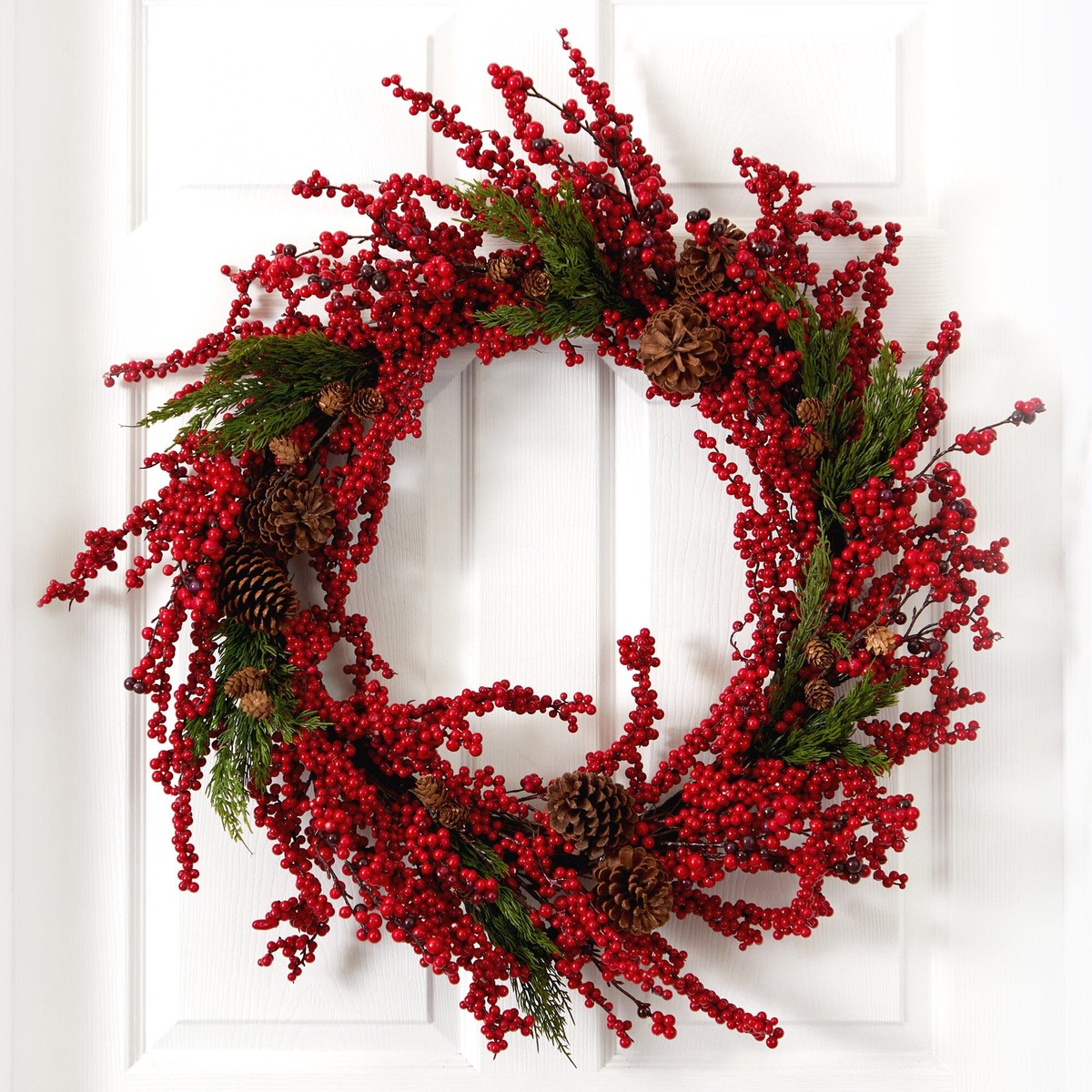 34 Cypress Artificial Wreath with Berries and Pine Cones