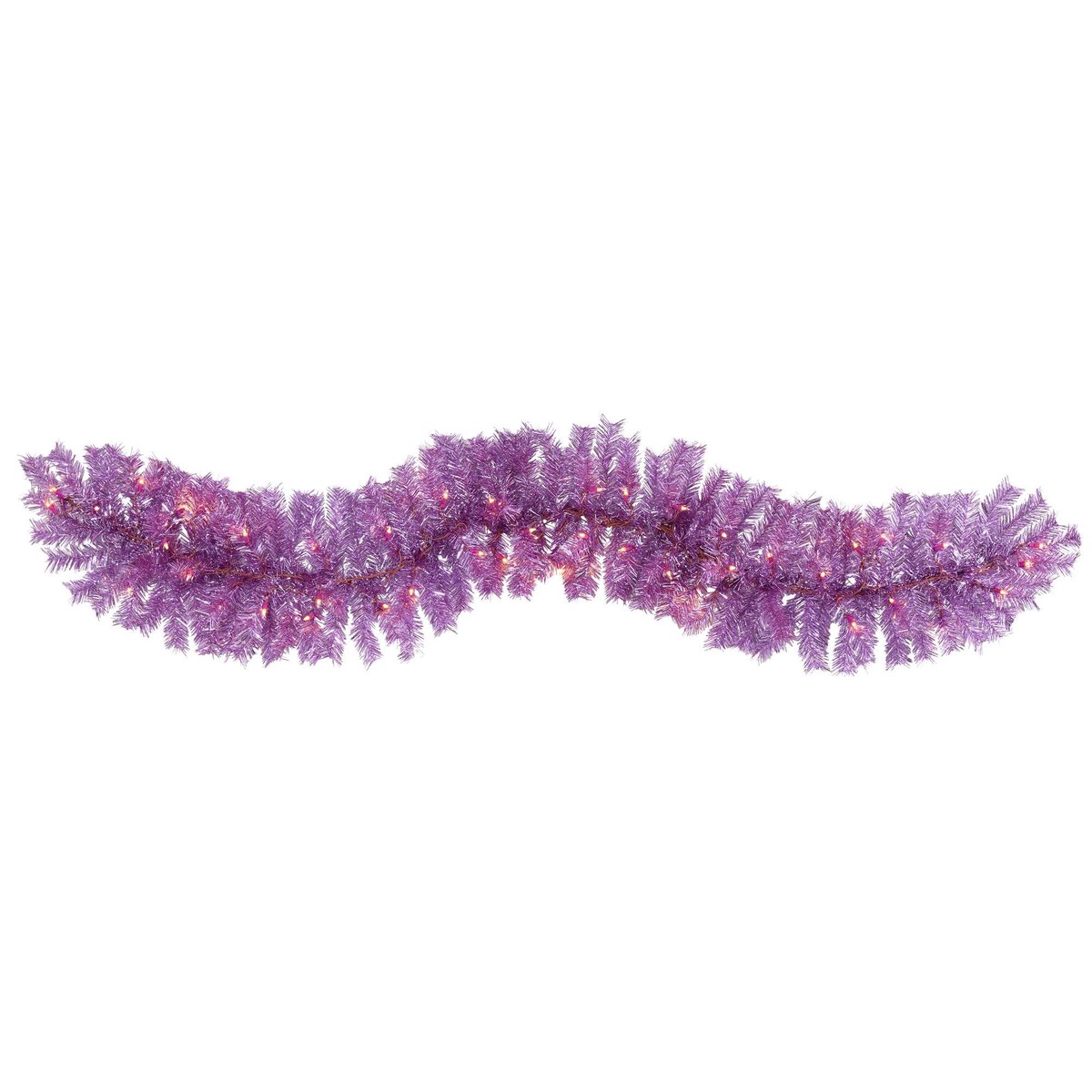 6′ Pink Artificial Christmas Garland with 50 White Warm Lights