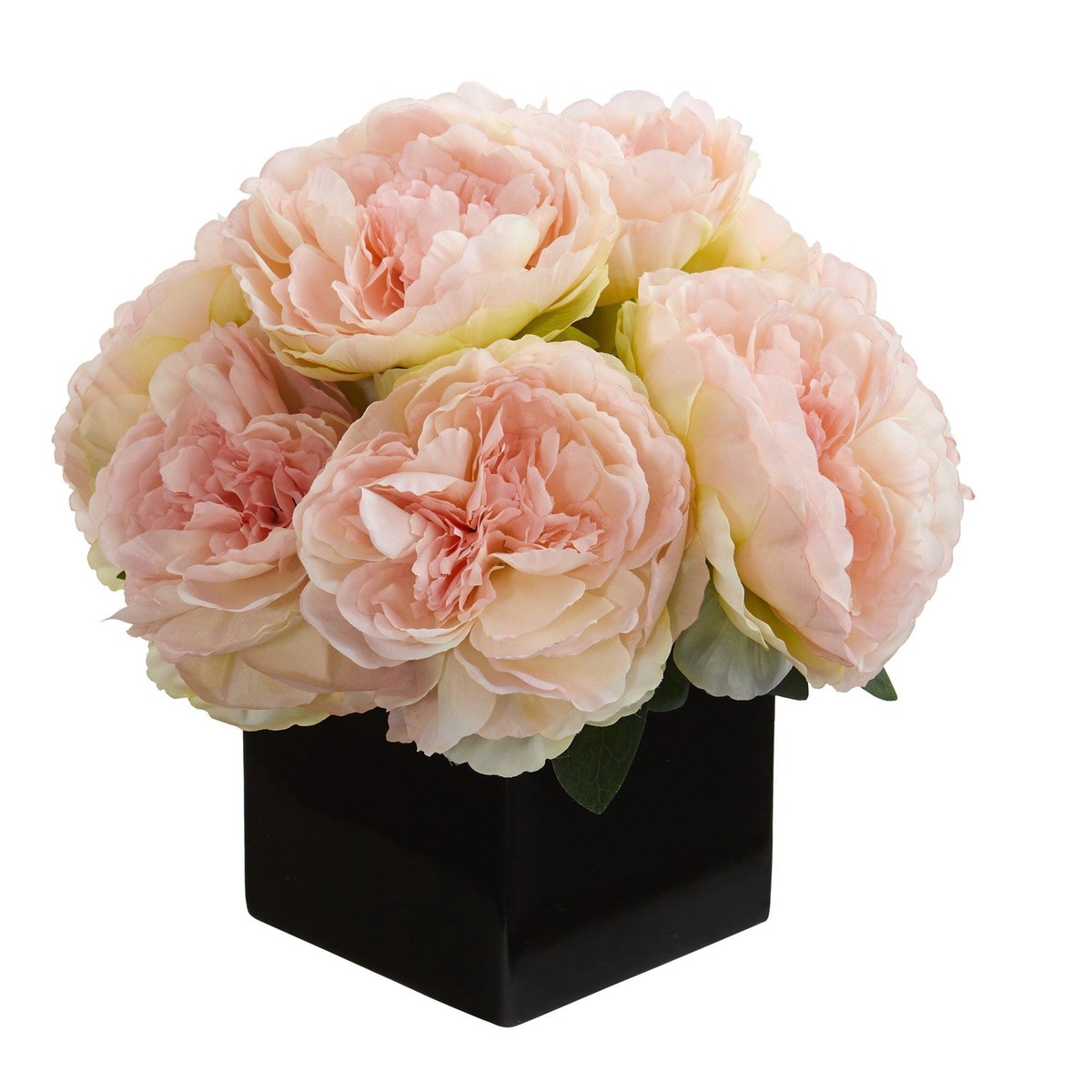 11 Peony Artificial Arrangement in Black Vase