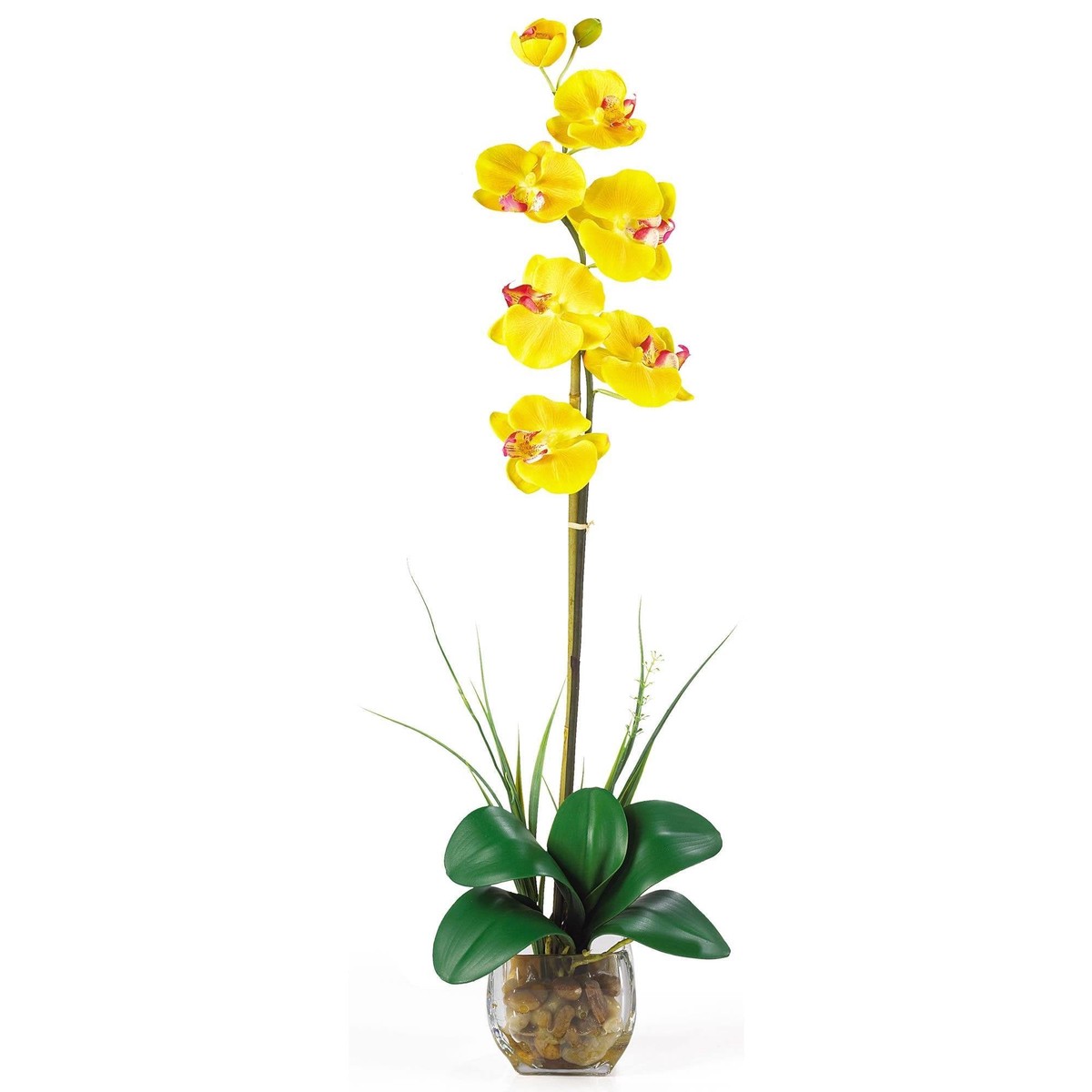 Single Phalaenopsis Liquid Illusion Silk Flower Arrangement – Yellow