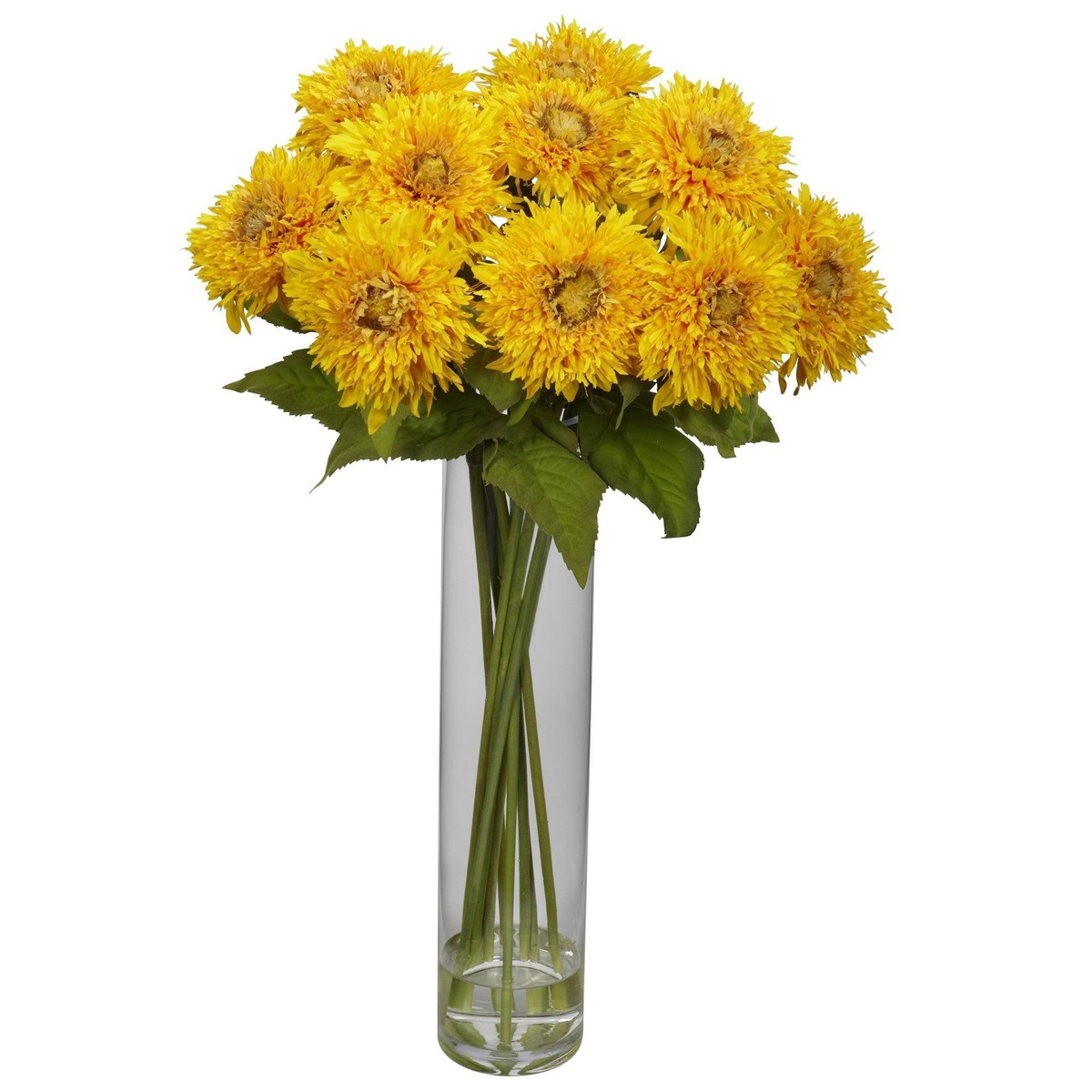 Sunflower w/Cylinder Silk Flower Arrangement – Yellow
