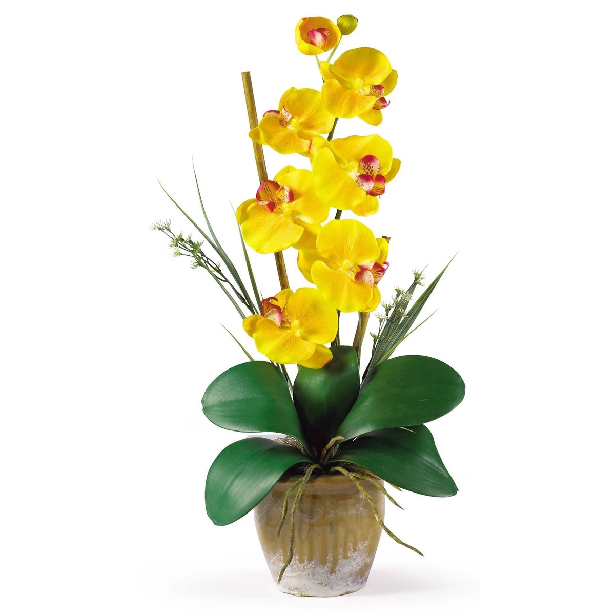 Single Stem Phalaenopsis Silk Orchid Arrangement – Gold Yellow