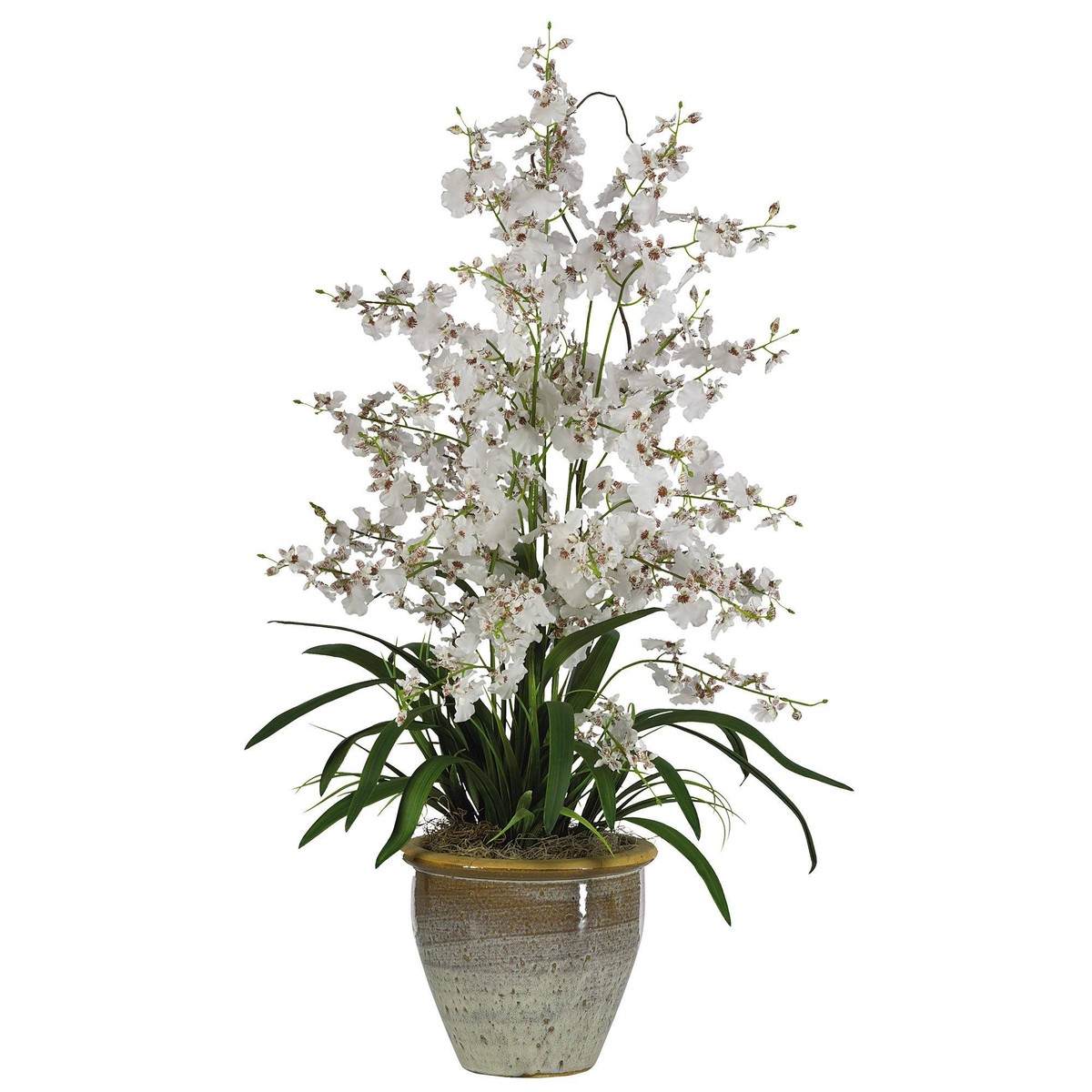Triple Dancing Lady Silk Flower Arrangement – White