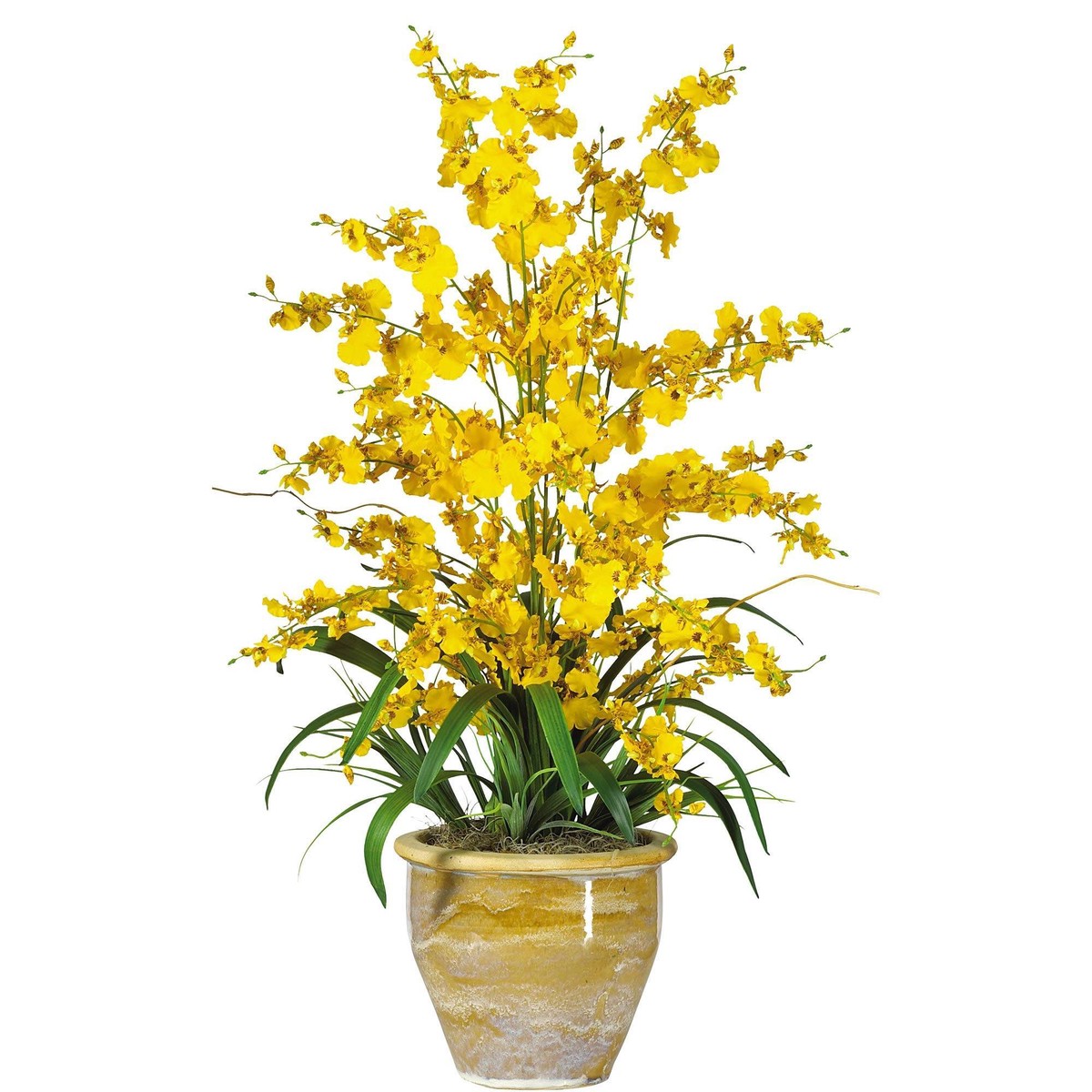 Triple Dancing Lady Silk Flower Arrangement – Yellow
