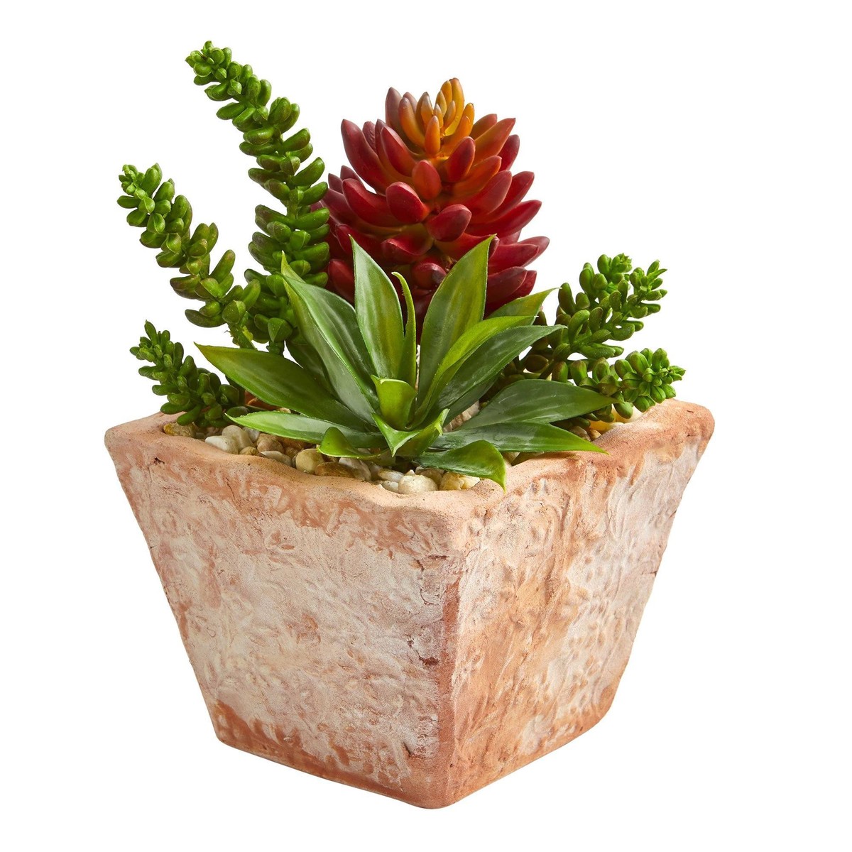 11 Mixed Succulents Artificial Plant in Small Terra Cotta Vase