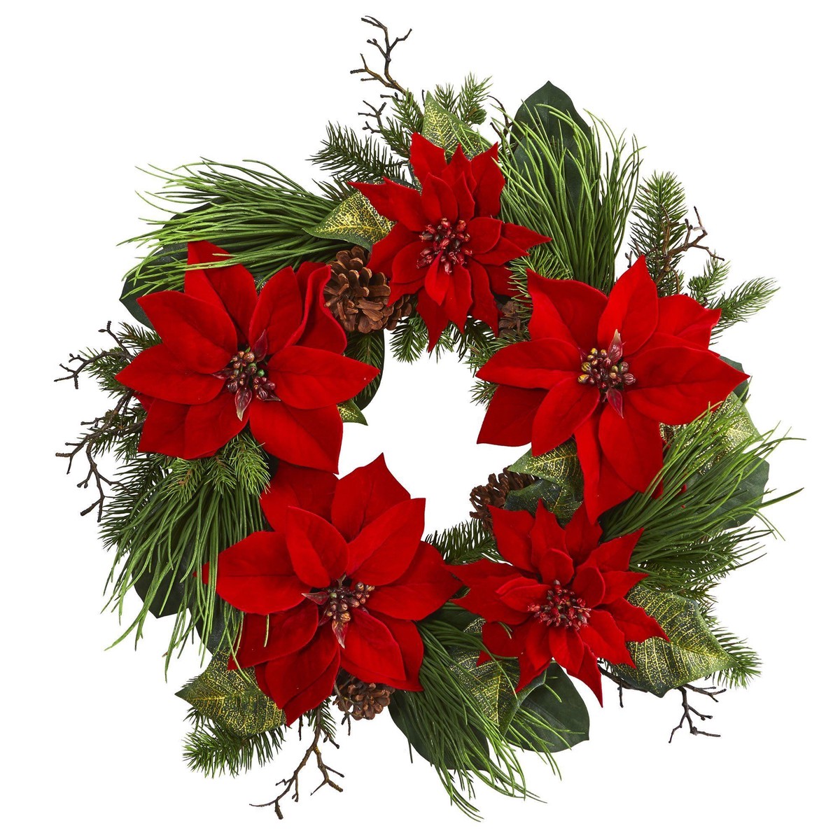 28 Poinsettia and Pine Wreath