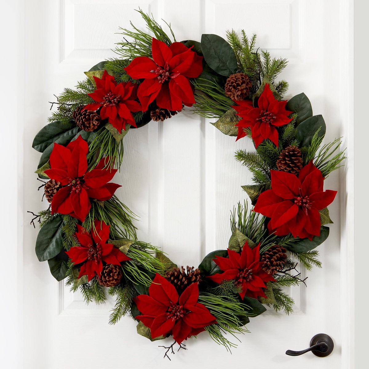 36 Poinsettia and Pine Wreath