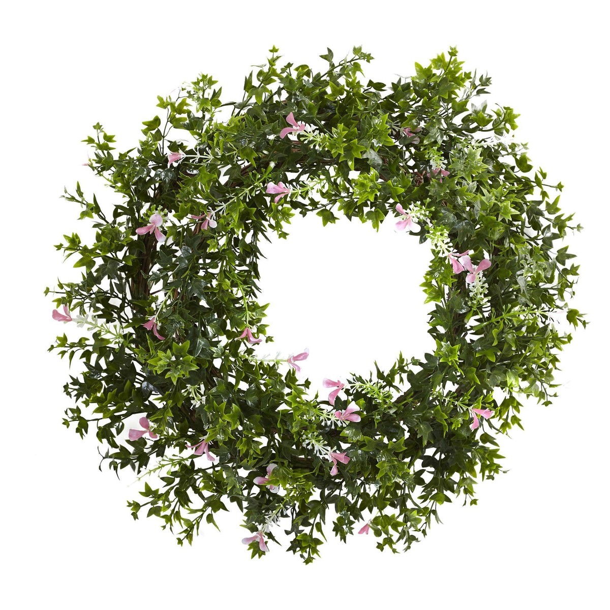 18 Mini Ivy & Floral Double Ring Wreath w/Twig Base