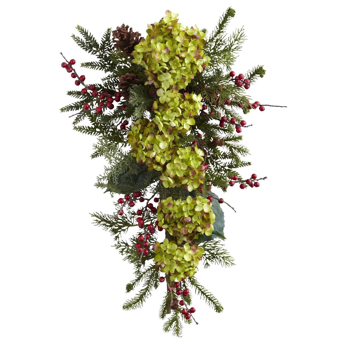 26 Hydrangea, Pine & Berry Teardrop