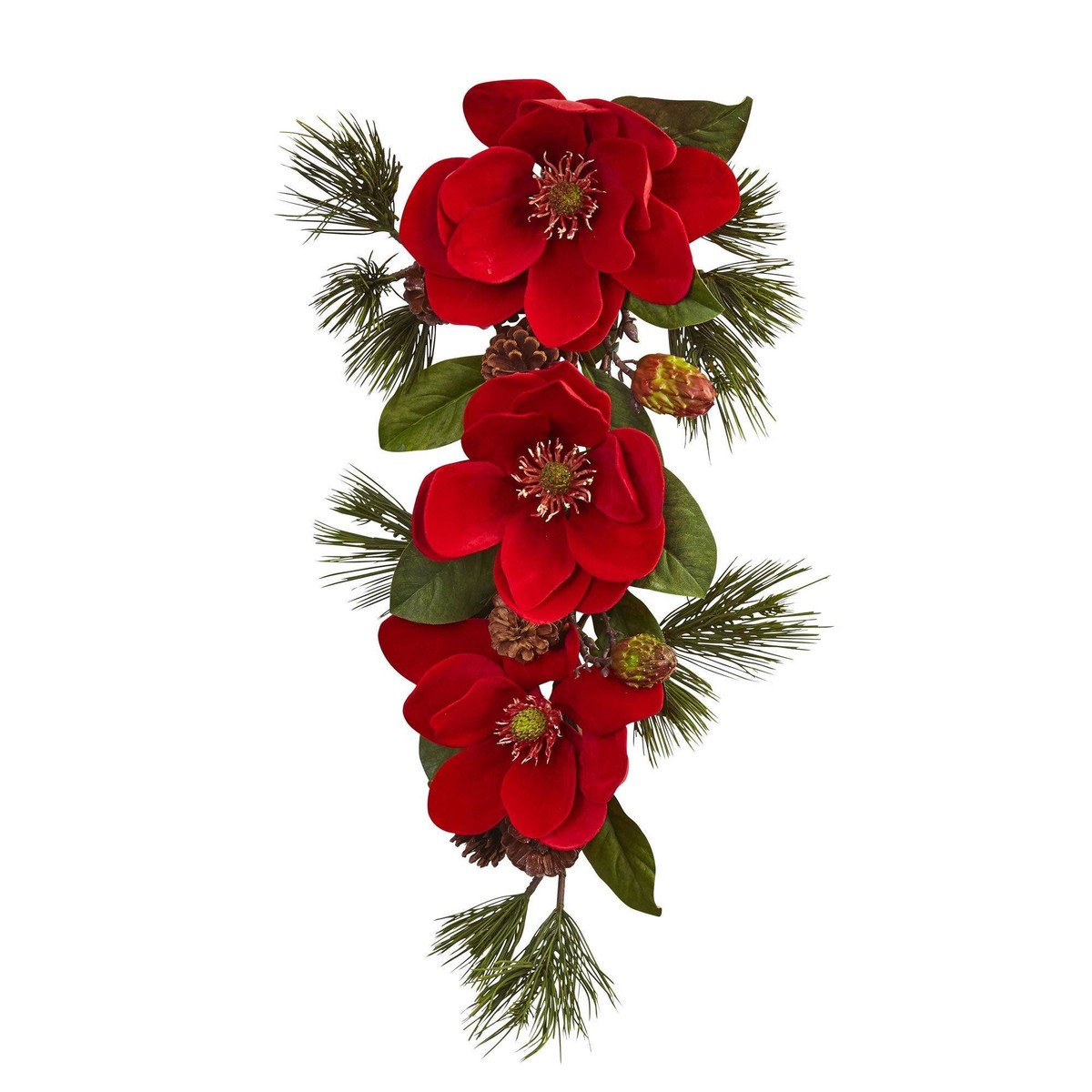 26 Red Magnolia & Pine Tear Drop