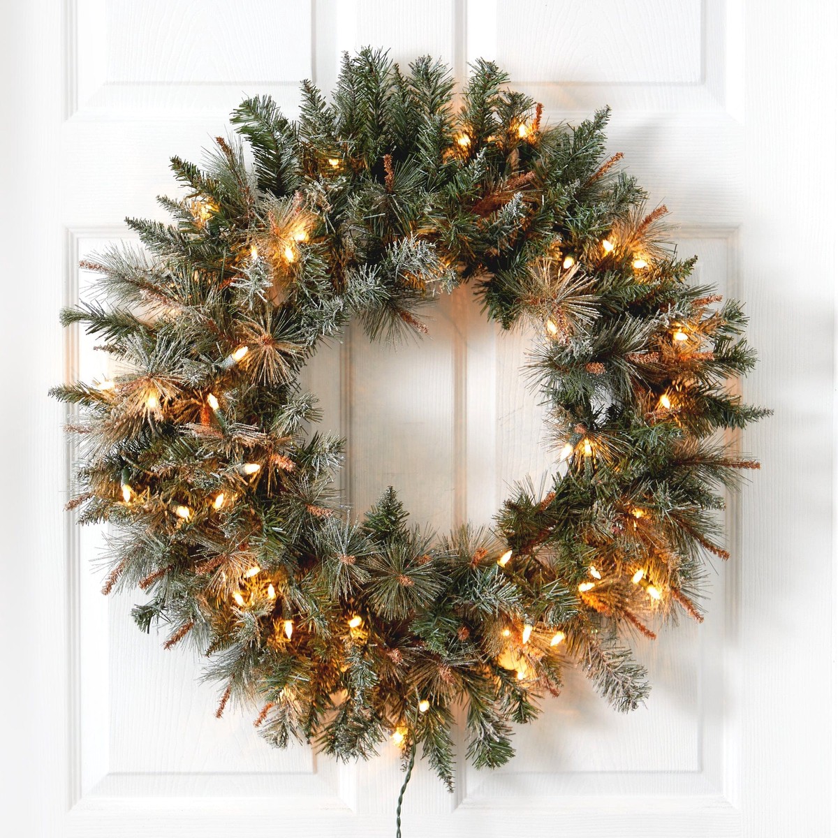 30 Lighted Frosted Pine Wreath